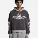 Cropped Tribal Skull Zip Hoodie