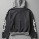 Cropped Tribal Skull Zip Hoodie