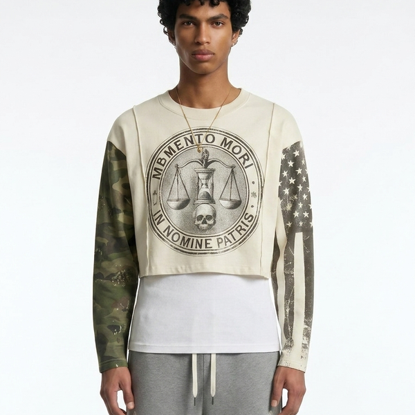 Mismatched Sleeve Long Sleeve Top