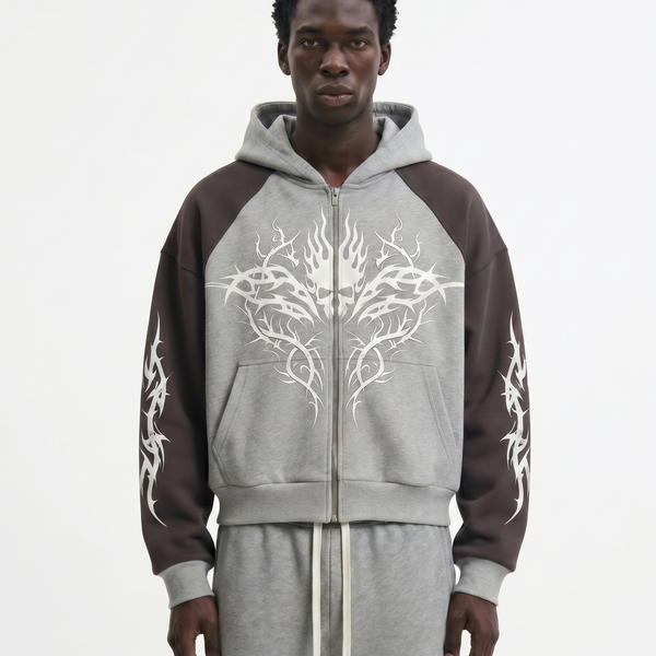 Raglan Tribal Zip Hoodie