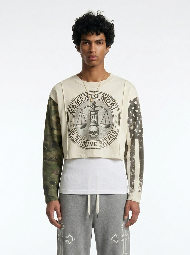 Mismatched Sleeve Long Sleeve Top