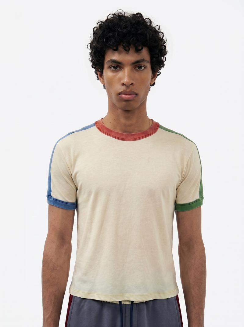 Cropped Color-Block Ringer Tee